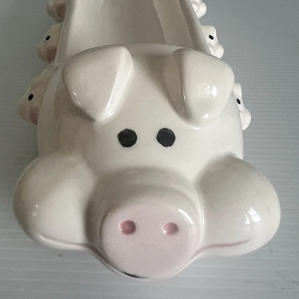 Vintage 1983 Ron Gordon Design Ceramic Pig & Piglets Cracker Cheese Butter Dish